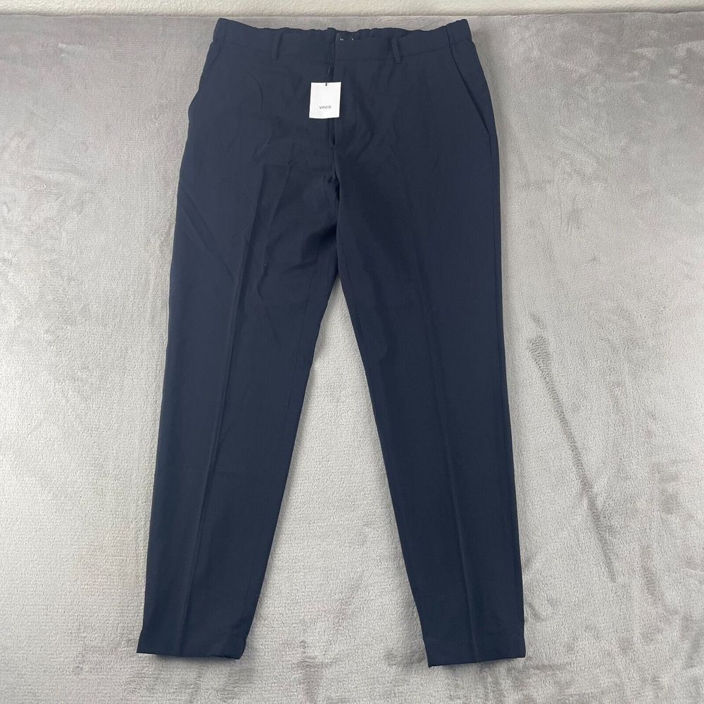 VINCE Trouser‎ Pants Men 34x30 Wool Navy Blue Tapered Elastic Ankle NWT $275